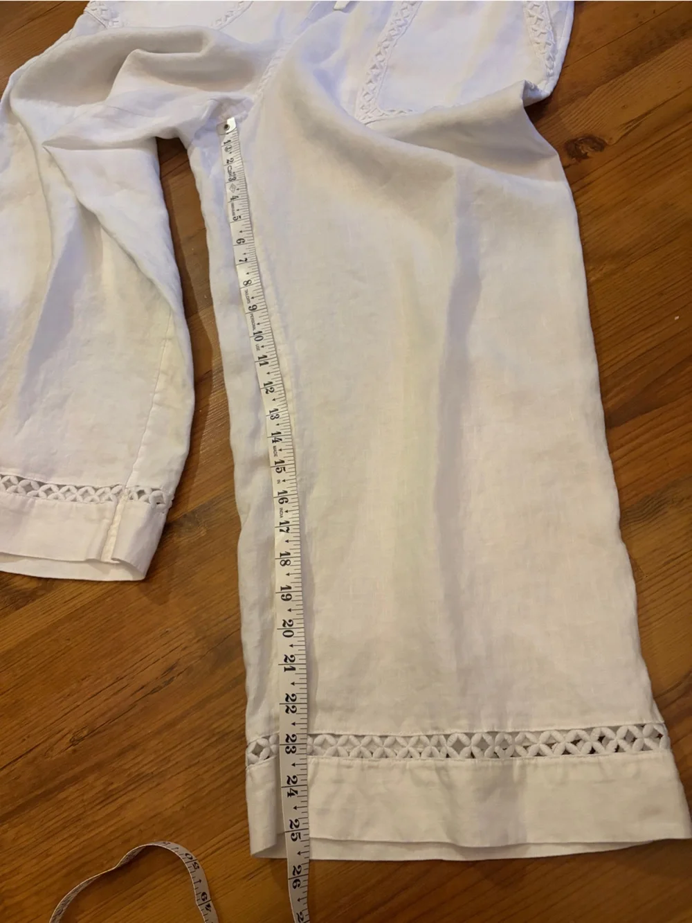 Joie White 100% Linen Crop white Drawstring pants M